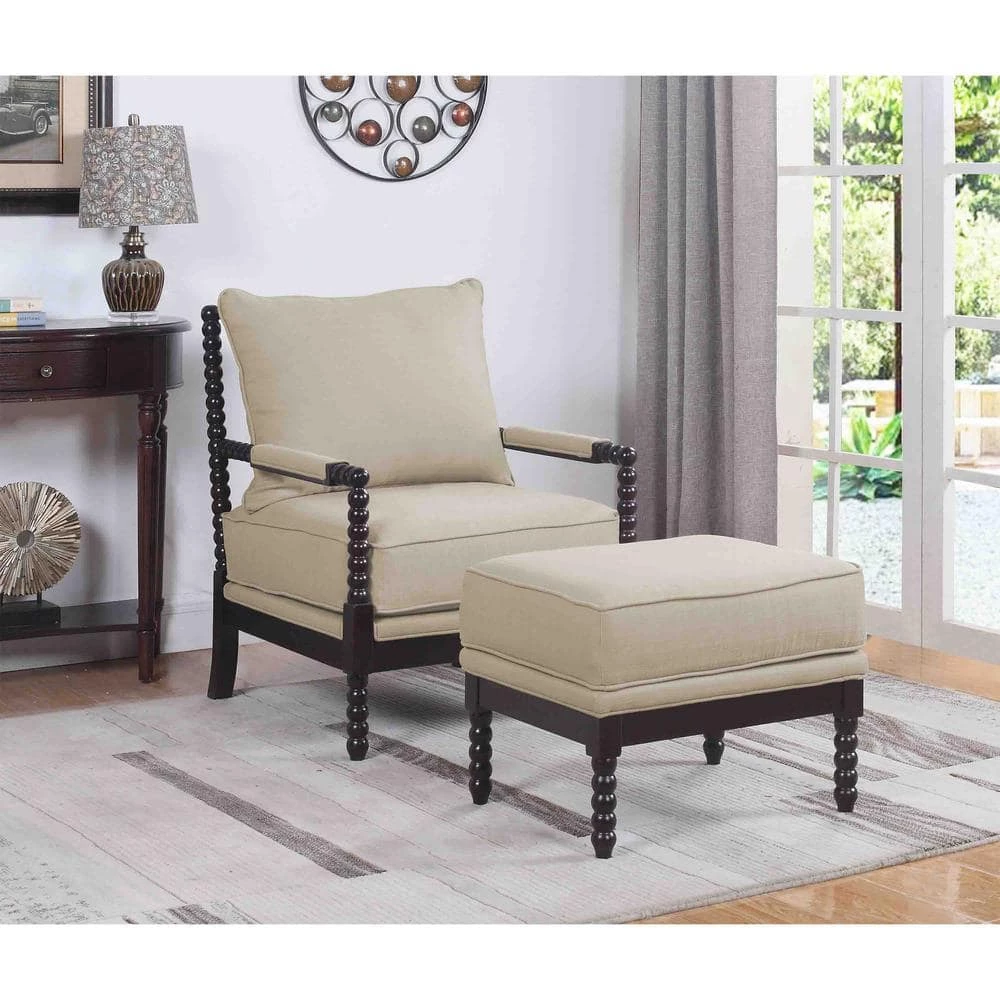 Abraham Beige with Espresso Accent Chair by Best Master Furniture 5 Abraham Beige with Espresso Accent Chair by Best Master Furniture - Image 3