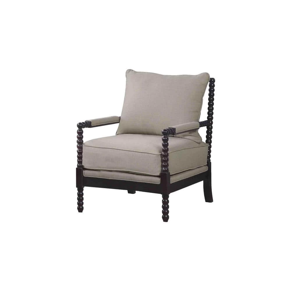 Abraham Beige with Espresso Accent Chair by Best Master Furniture 4 Abraham Beige with Espresso Accent Chair by Best Master Furniture - Image 2