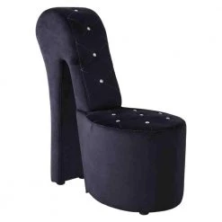 Jackson Black Velvet High Heel Shoe Chair by Best Master Furniture