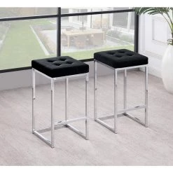 Jersey 26.5 in. H Black Velvet Counter Height Stool in Silver (Set of 2) by Best Master Furniture -Inspired Home Sales Store black best master furniture bar stools jl018vb 31 1000