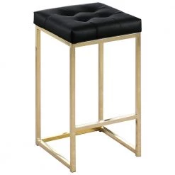 Jersey 26.5 in. H Black Velvet Counter Height Stool in Gold (Set of 2) by Best Master Furniture