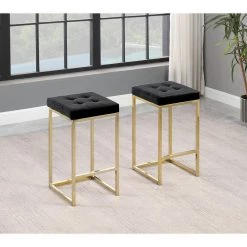Jersey 26.5 in. H Black Velvet Counter Height Stool in Gold (Set of 2) by Best Master Furniture -Inspired Home Sales Store black best master furniture bar stools jl020vb 31 1000