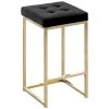 Jersey 26.5 in. H Black Velvet Counter Height Stool in Gold (Set of 2) by Best Master Furniture