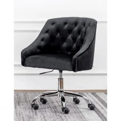 Dulce Black Velvet Swivel Task Chair with Silver Base by Best Master Furniture -Inspired Home Sales Store black best master furniture office stools ds2007blk 31 1000