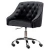 Dulce Black Velvet Swivel Task Chair with Silver Base by Best Master Furniture