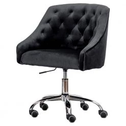 Dulce Black Velvet Swivel Task Chair with Silver Base by Best Master Furniture