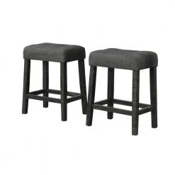 Kendra 23.5 in. Backless Black Charcoal Wood Counter Height Stools (Set of 2) by Best Master Furniture