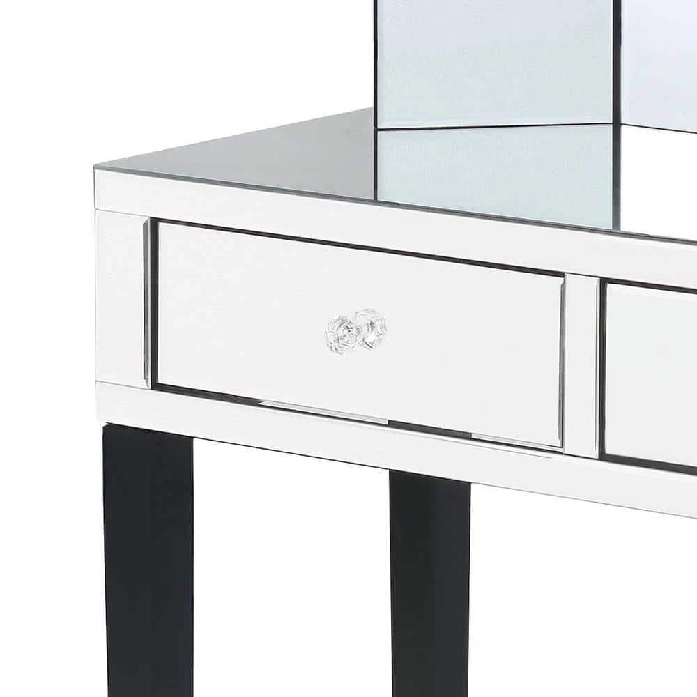 Primrose Black Vanity Tables with Mirrored 2-Drawer by Inspired Home 8 Primrose Black Vanity Tables with Mirrored 2-Drawer by Inspired Home - Image 6
