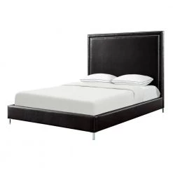 Samuele Black PU Leather Nailhead Trim Platform Queen Bed by Inspired Home -Inspired Home Sales Store black pu leather inspired home panel beds bd34 01bkq hd 4f 1000