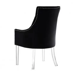 Winona Black Velvet Acrylic Leg Dining Chair (Set of 2) by Inspired Home -Inspired Home Sales Store black velvet inspired home dining chairs dc53 02bk2 hd 76 1000
