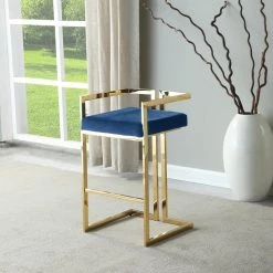 Luxe 31 in. H Blue/Gold Bar Stools (Set of 2) by Best Master Furniture 7 Luxe 31 in. H Blue/Gold Bar Stools (Set of 2) by Best Master Furniture -Inspired Home Sales Store blue gold best master furniture bar stools lx901bg 31 1000