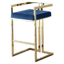 Luxe 31 in. H Blue/Gold Bar Stools (Set of 2) by Best Master Furniture