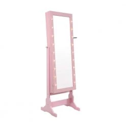 Amelie Marquee LED Light Cheval Floor Mirror Blush Jewelry Armoire Organizer by Inspired Home -Inspired Home Sales Store blush inspired home jewelry armoires jf59 07bh hd 44 1000