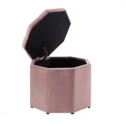 Luna Blush Velvet Upholstered Tufted Octagon Storage Ottoman by Inspired Home -Inspired Home Sales Store blush inspired home ottomans so69 02bh hd 1f 1000