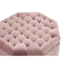 Luna Blush Velvet Upholstered Tufted Octagon Storage Ottoman by Inspired Home -Inspired Home Sales Store blush inspired home ottomans so69 02bh hd 31 1000