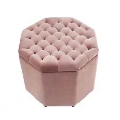 Luna Blush Velvet Upholstered Tufted Octagon Storage Ottoman by Inspired Home -Inspired Home Sales Store blush inspired home ottomans so69 02bh hd 4f 1000