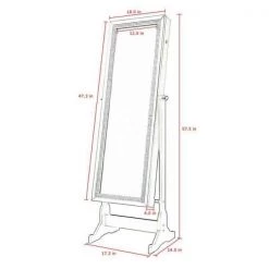 Shimmer Classic Silver Crystal Border Cheval Mirror Jewelry Armoire 57.5 in. x 18.1 in. x 14.5 in. with LED Lights by Inspired Home -Inspired Home Sales Store classic silver inspired home jewelry armoires jf36 07sr hd 1d 1000