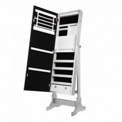 Shimmer Classic Silver Crystal Border Cheval Mirror Jewelry Armoire 57.5 in. x 18.1 in. x 14.5 in. with LED Lights by Inspired Home -Inspired Home Sales Store classic silver inspired home jewelry armoires jf36 07sr hd 76 1000