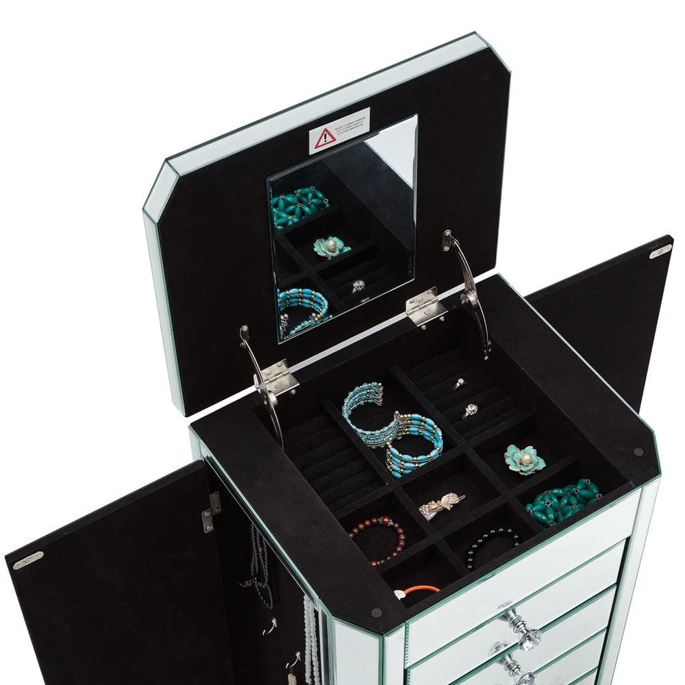 Aniyah Clear 16.5 in. W x 13.2 in. D x 43.3 in. H Jewelry Furniture Mirrored by Inspired Home 6 Aniyah Clear 16.5 in. W x 13.2 in. D x 43.3 in. H Jewelry Furniture Mirrored by Inspired Home - Image 4