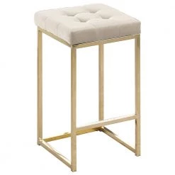 Jersey 26.5 in. H Cream Velvet Counter Height Stool in Gold (Set of 2) by Best Master Furniture