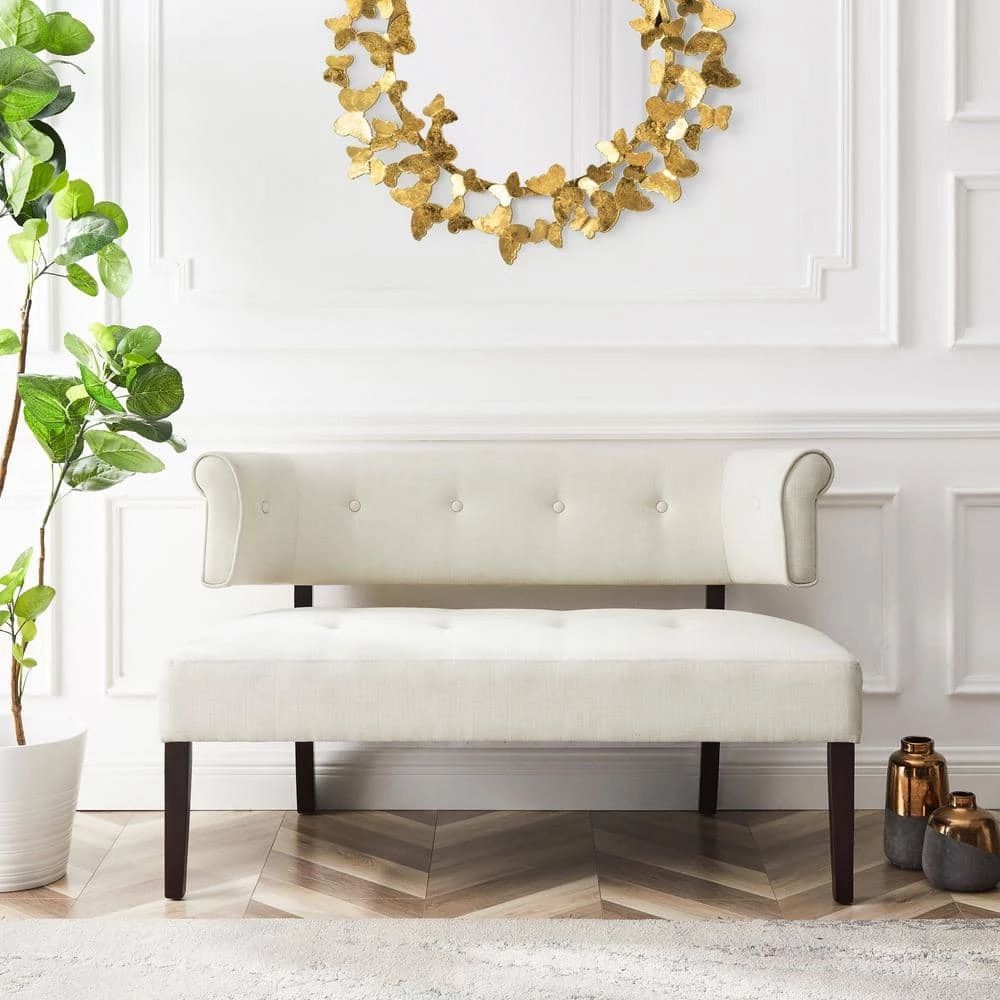 Mack Cream White Bench Upholstered Linen 48 in. L x 24 in. W x 29 in. H by Inspired Home 3 Mack Cream White Bench Upholstered Linen 48 in. L x 24 in. W x 29 in. H by Inspired Home