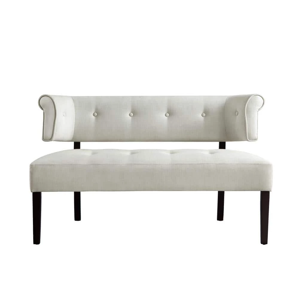 Mack Cream White Bench Upholstered Linen 48 in. L x 24 in. W x 29 in. H by Inspired Home 8 Mack Cream White Bench Upholstered Linen 48 in. L x 24 in. W x 29 in. H by Inspired Home - Image 6