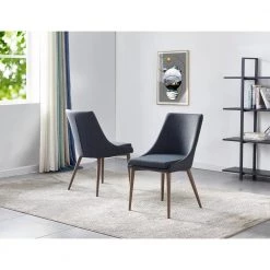 Taylor Dark Gray Side Chairs with Wood Tone Legs (Set of 2) by Best Master Furniture -Inspired Home Sales Store dark gray best master furniture dining chairs t15dgwc 31 1000