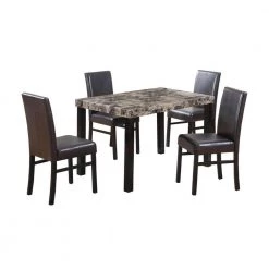 Haskel 5-piece Rectangle Espresso Faux Marble Dining Set by Best Master Furniture