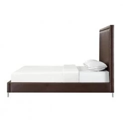 Samuele Espresso PU Leather Nailhead Trim Platform Queen Bed by Inspired Home -Inspired Home Sales Store espresso pu leather inspired home panel beds bd34 01eoq hd 1f 1000