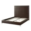Samuele Espresso PU Leather Nailhead Trim Platform Queen Bed by Inspired Home