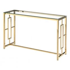 Yasmin 47 in. Gold Rectangle Glass Console Table by Best Master Furniture