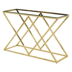 Santa Ana 48 in. Gold Rectangle Glass Console Table by Best Master Furniture