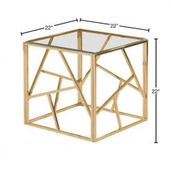 Edward 22 in. Gold Glass with Stainless Steel Square End Table by Best Master Furniture -Inspired Home Sales Store gold best master furniture end side tables e26ge 40 1000