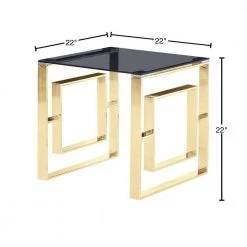Manhattan 21.5 in. Smoked/Gold Glass with Stainless Steel End Table by Best Master Furniture -Inspired Home Sales Store gold best master furniture end side tables e28ge 40 1000