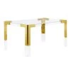 Leah 60 in. W Rectangle Glass Dining Table in Gold (Seats-6) by Best Master Furniture -Inspired Home Sales Store gold best master furniture kitchen dining tables lx904tbg 64 1000
