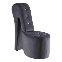 Jackson Grey Velvet High Heel Shoe Chair by Best Master Furniture