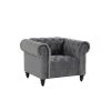 Flotilla 45 in. W Gray Round Arm Velvet Chesterfield Arm Chair by Best Master Furniture