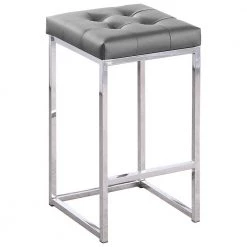 Jersey 26.5 in. H Gray Faux Leather Counter Height Stool in Silver (Set of 2) by Best Master Furniture
