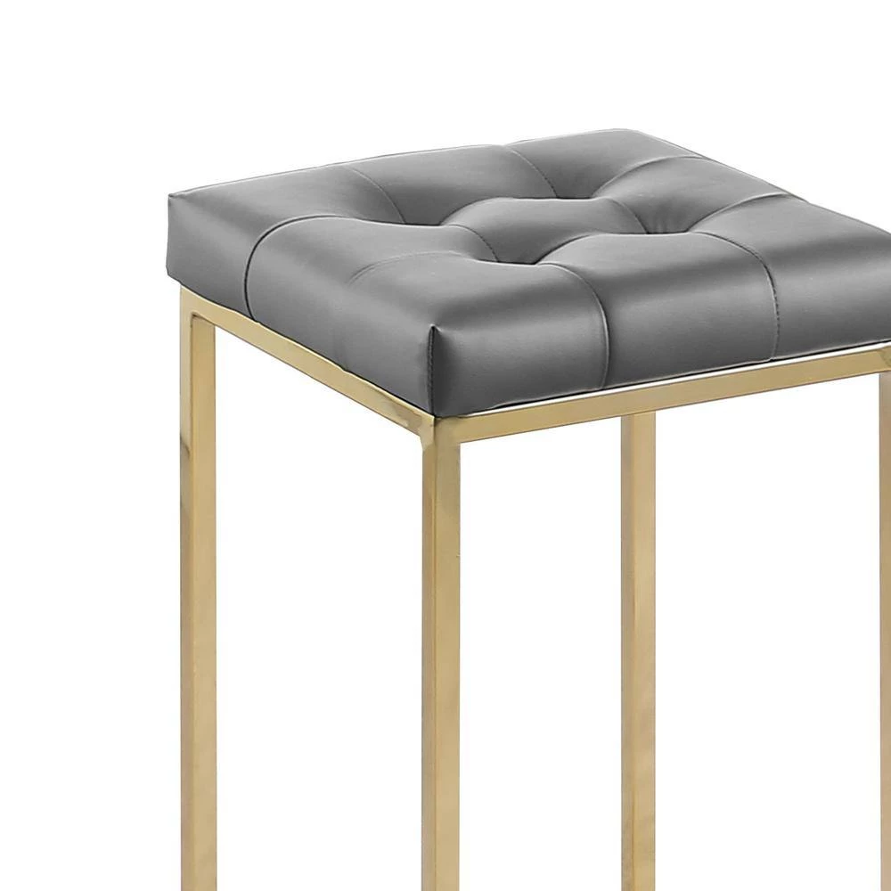 Jersey 26.5 in. H Gray Velvet Counter Height Stool in Gold (Set of 2) by Best Master Furniture 4 Jersey 26.5 in. H Gray Velvet Counter Height Stool in Gold (Set of 2) by Best Master Furniture - Image 2