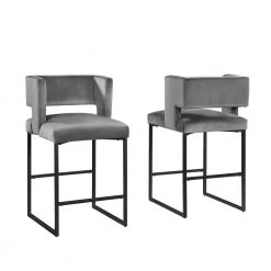 Lynx 36.5 in H Gray Velvet Bar Stools in Matte Black (Set of 2) by Best Master Furniture -Inspired Home Sales Store gray best master furniture bar stools lx906g e1 1000