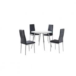 Fermin 5-Piece Grey Round Dinette Set by Best Master Furniture