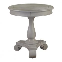 Lina 26 in. Gray Round End Table by Best Master Furniture