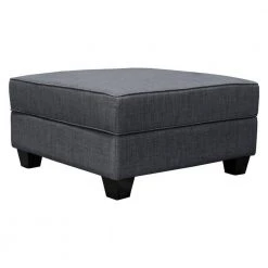 Brenda 33 in. Gray Linen Fabric Square Ottoman by Best Master Furniture