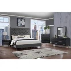 Bellanova Gray Tufted Velvet King Platform Bed by Best Master Furniture -Inspired Home Sales Store gray best master furniture platform beds b1930vgek 31 1000