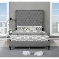 Bellanova Gray Tufted Velvet King Platform Bed by Best Master Furniture -Inspired Home Sales Store gray best master furniture platform beds b1930vgek c3 1000