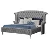 Bel-Air Grey California King Crushed Velvet With Crystal Studs Bed by Best Master Furniture -Inspired Home Sales Store gray best master furniture platform beds b1981gckbed 64 1000