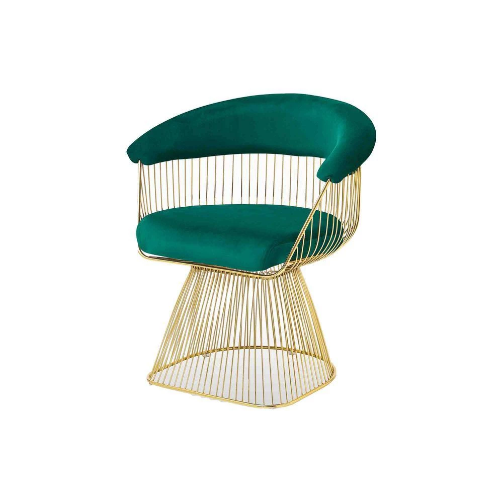 Alexis Green Velvet With Gold plated frame Accent Chair by Best Master Furniture 4 Alexis Green Velvet With Gold plated frame Accent Chair by Best Master Furniture - Image 2