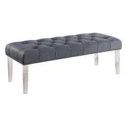 Belinda Grey Velour Accent Bench 48 in. D x 18 in. H by Best Master Furniture