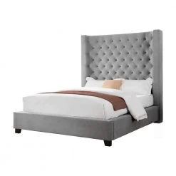 Empress Gray Queen High Profile Platform Bed by Best Master Furniture
