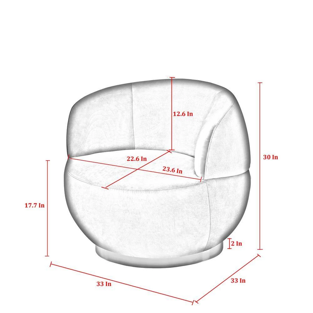 Ilana Grey/Chrome Accent Chair Swivel Velvet 33L x 33W x 30H by Inspired Home 5 Ilana Grey/Chrome Accent Chair Swivel Velvet 33L x 33W x 30H by Inspired Home - Image 3